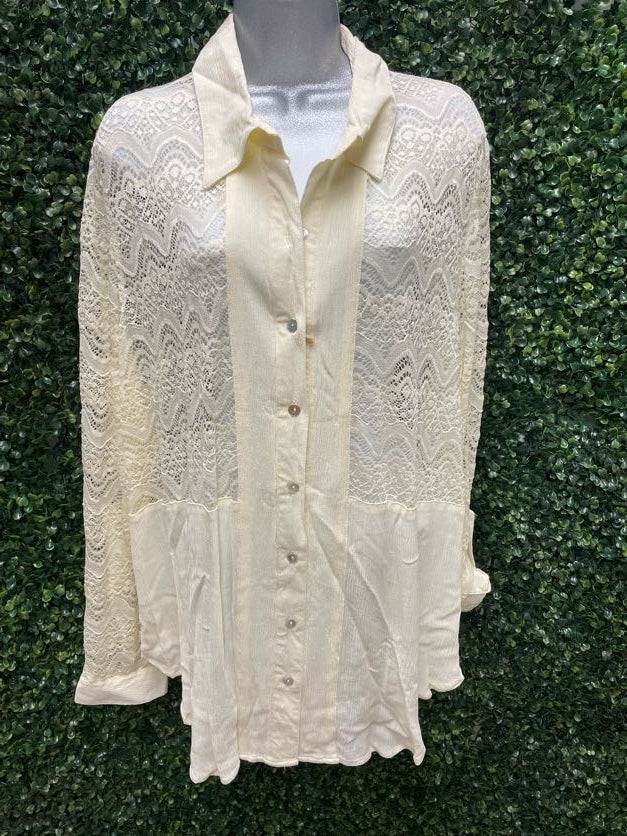 Roper Long Sleeve Button-Up with Lace Panels