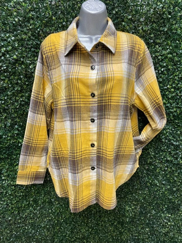 Yellow Flannel Shirt with Pockets